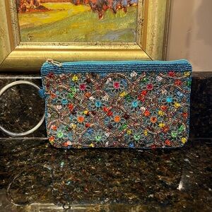 Bamboo Trading Company Beaded  Bangle Bag | Wristlet with Metal Bracelet Handle